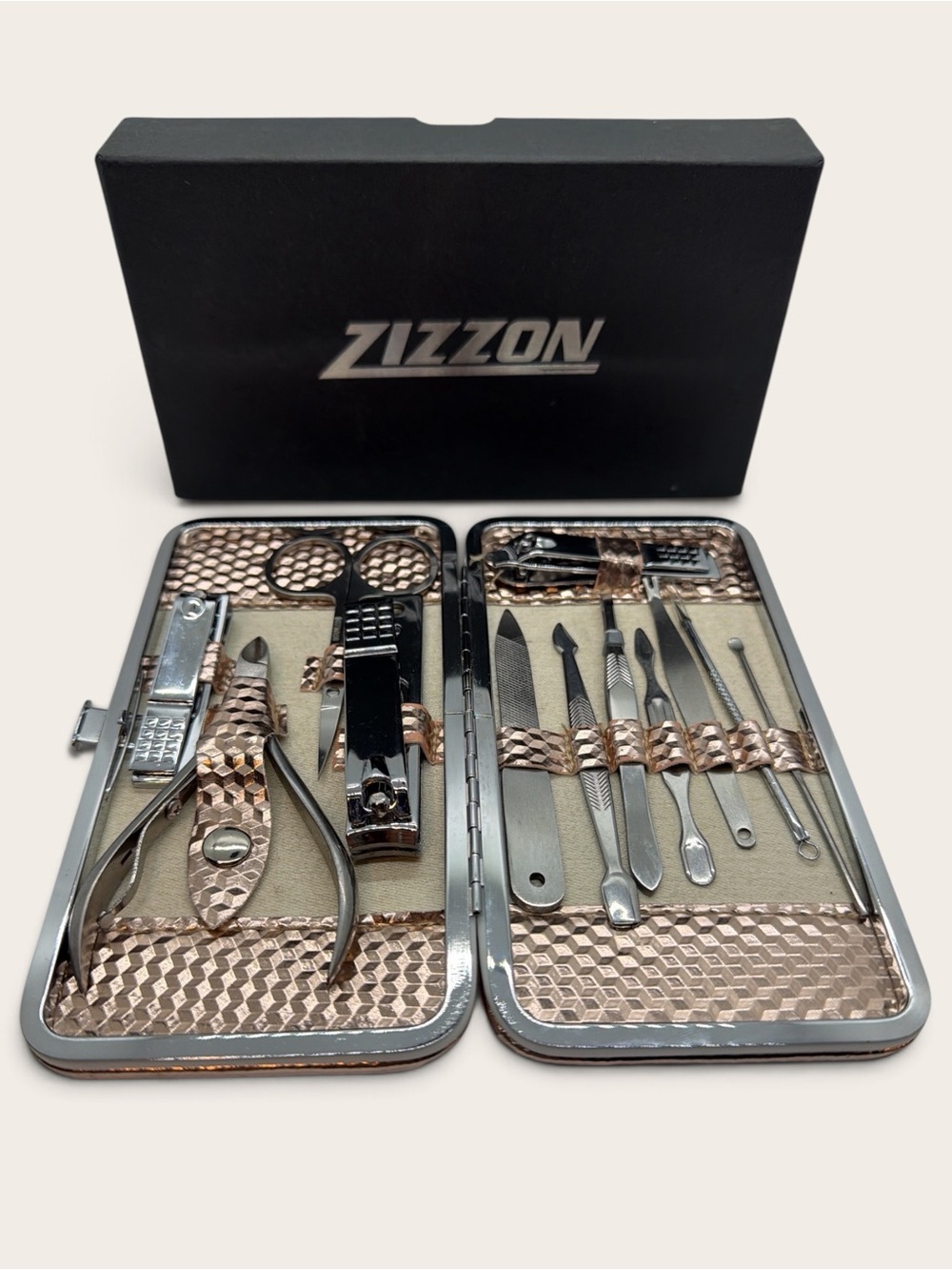 Grooming Kit in Rose Gold and Silver — 12-Piece Travel Set